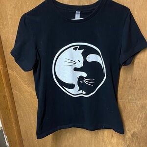 3/$15. Next Level Apparel Black Graphic Tee with black and white cats